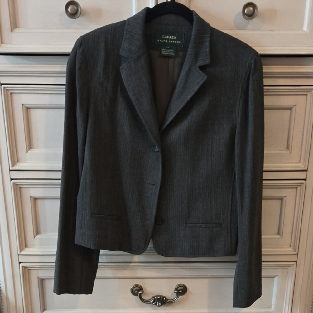 Lauren Ralph Lauren Gray Blazer Classic Suit Jacket